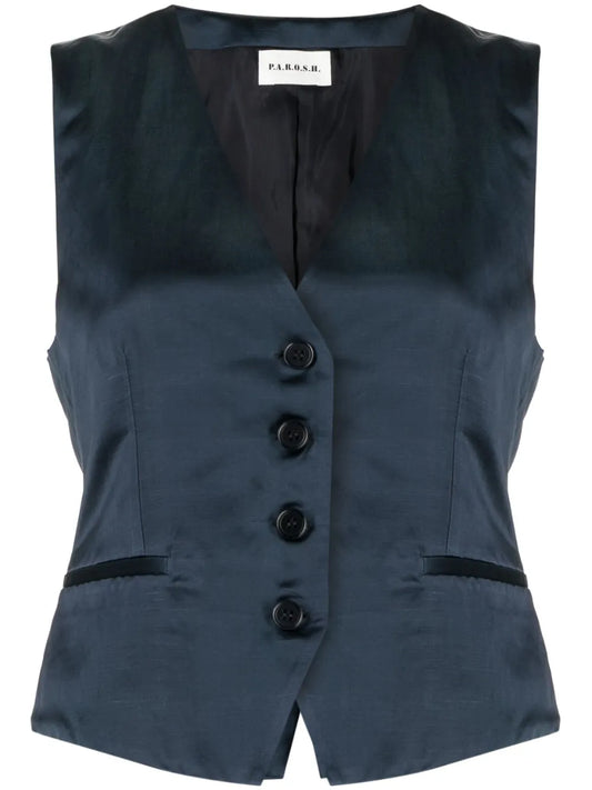 Satin-Finish Buttoned Vest