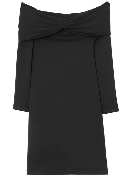 Gathered-Detail Off-Shoulder Midi Dress