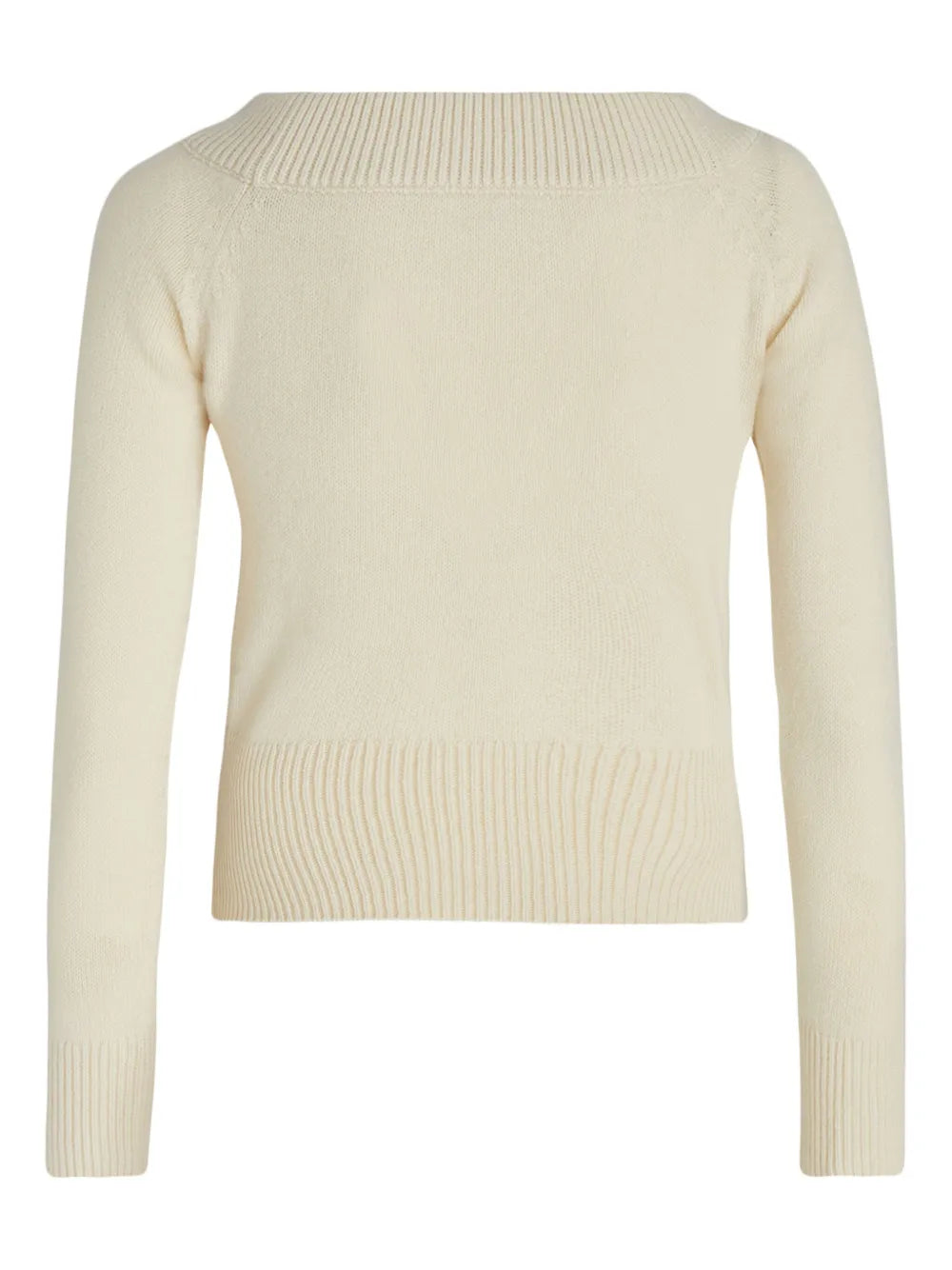 Off-Shoulder Ribbed-Trimmed Jumper