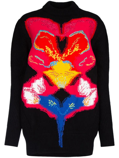 Orchid-Intarsia Wool Jumper