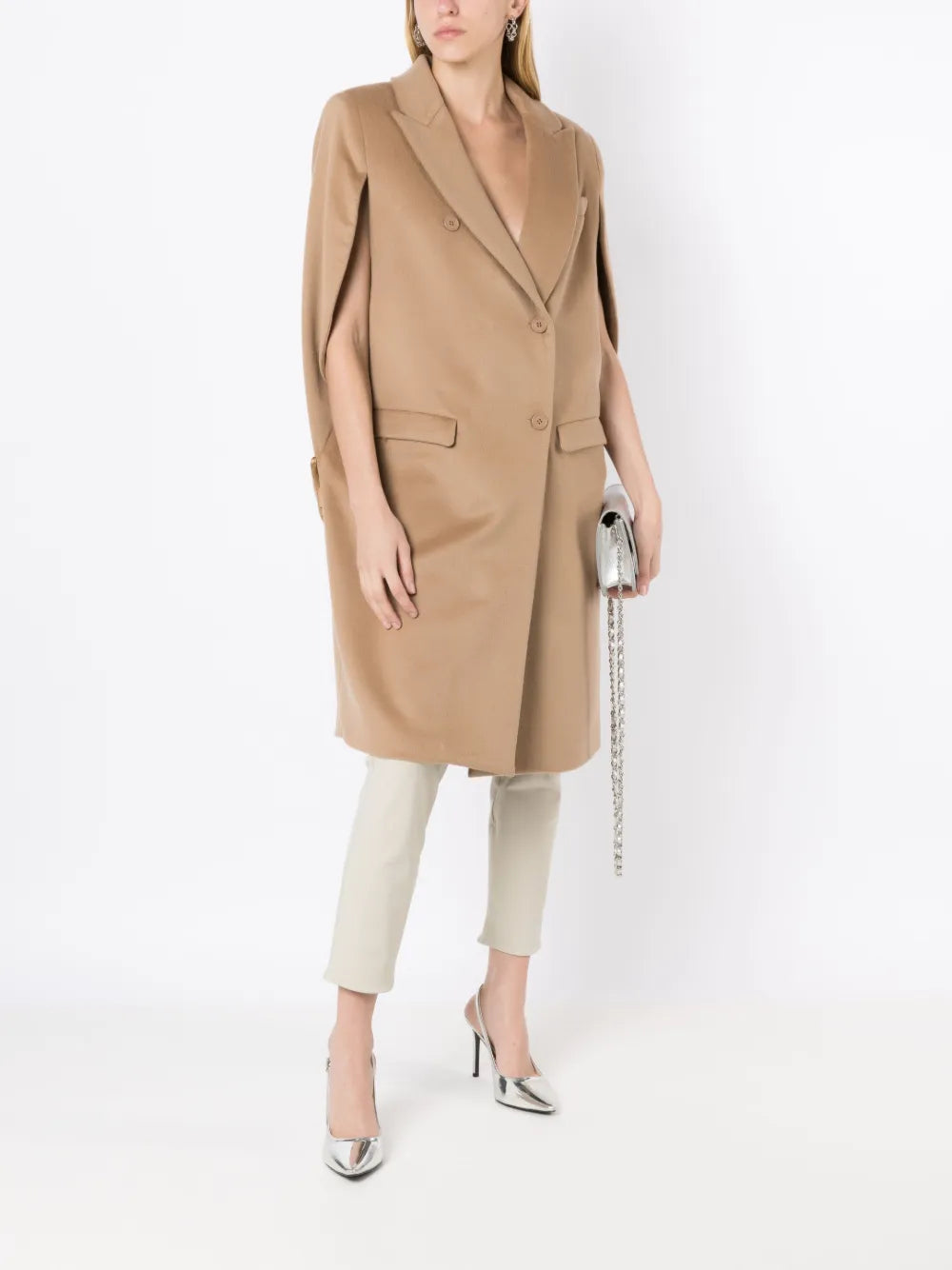Asymmetric Wool Cape Coat
