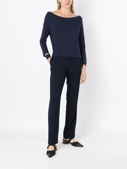 Boat-Neck Long-Sleeved T-Shirt