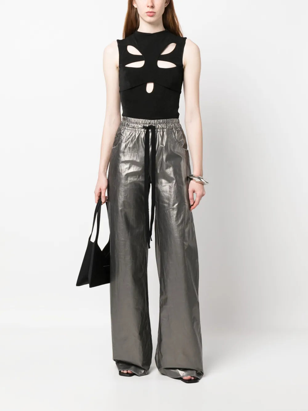 Drawstring Leather Trousers
