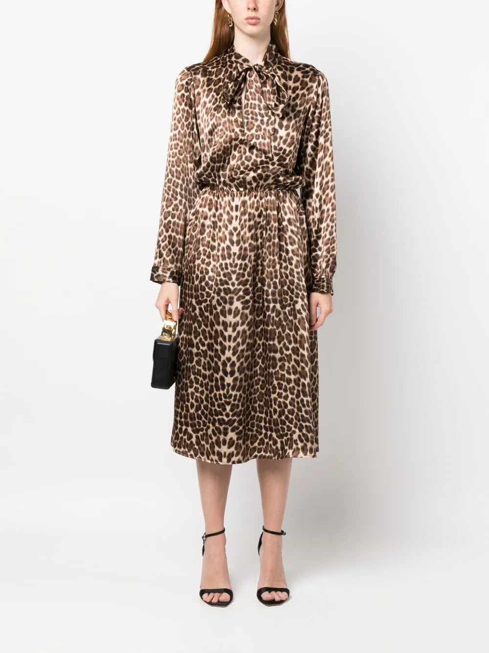 Leopard-Print Silk Midi Dress