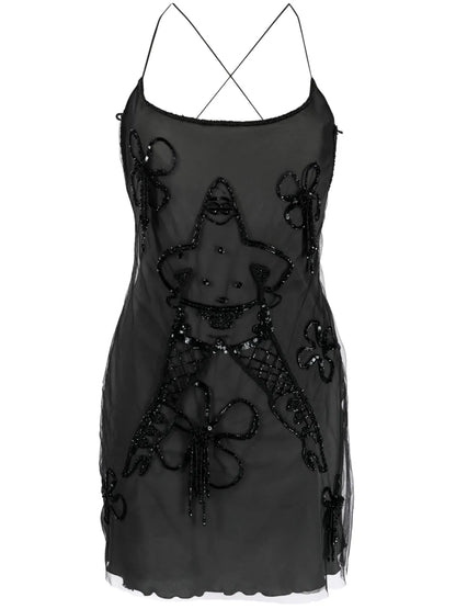 Patrick-Embellished Tulle Mini Dress