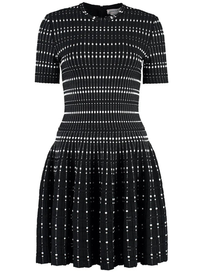 Contrast-Thread Knitted Minidress