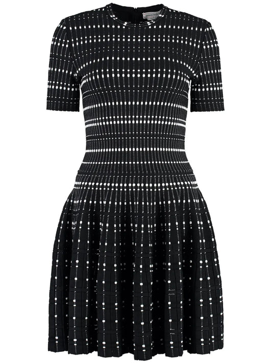 Contrast-Thread Knitted Minidress