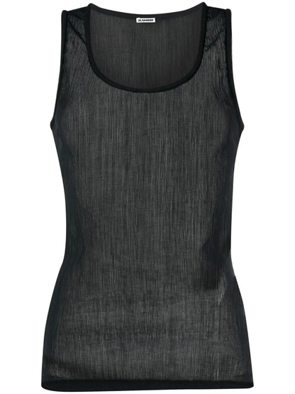 Semi-Sheer Cotton-Blend Tank Top