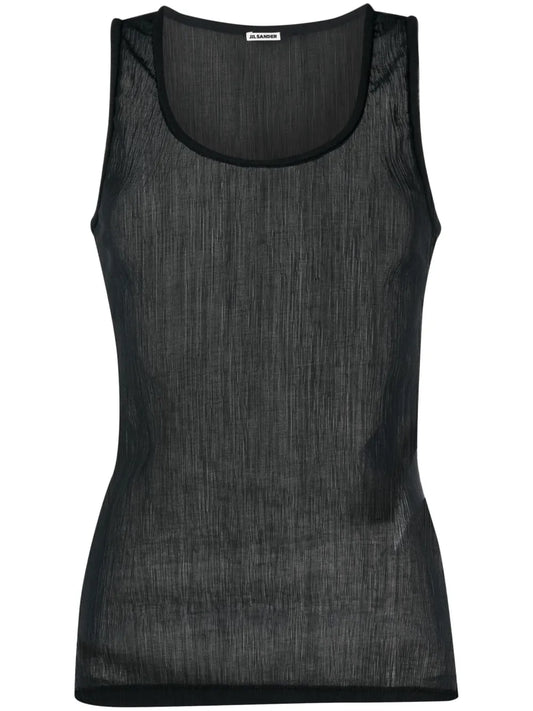 Semi-Sheer Cotton-Blend Tank Top
