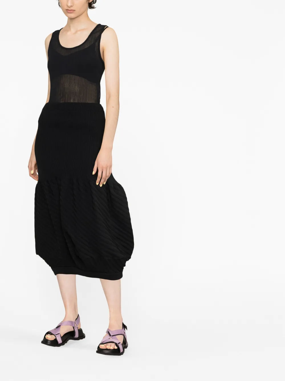 Semi-Sheer Cotton-Blend Tank Top