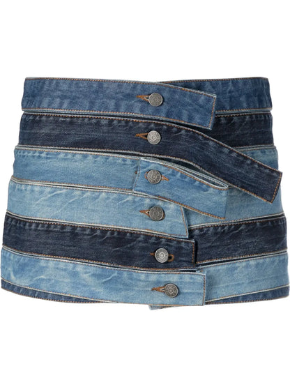Panelled Denim Mini Skirt