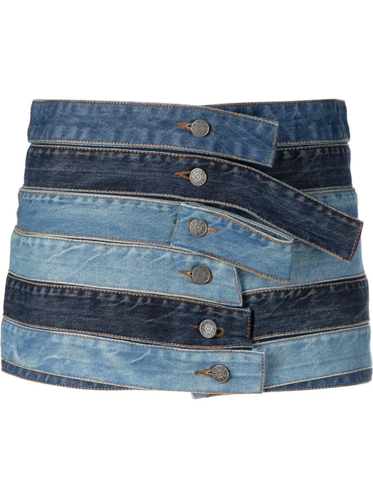 Panelled Denim Mini Skirt
