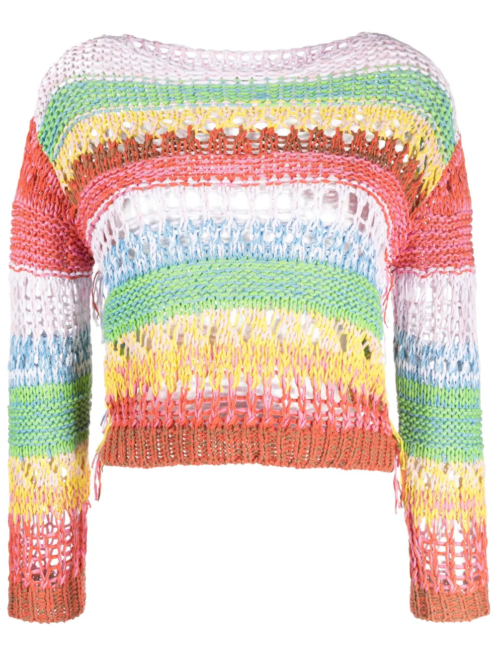 Striped Open-Knit Jumper