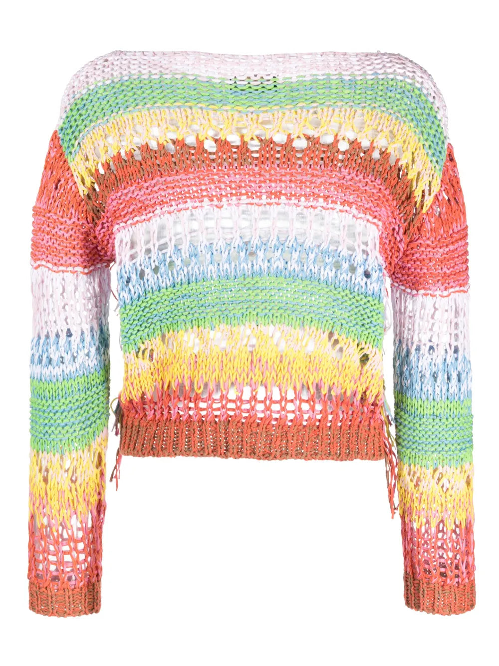 Striped Open-Knit Jumper