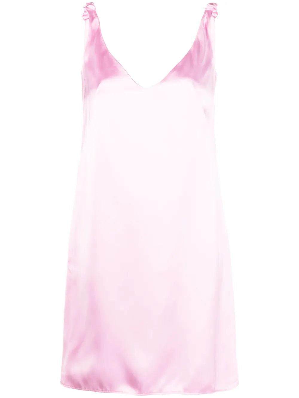 Ruched-Straps V-Neck Satin Dress