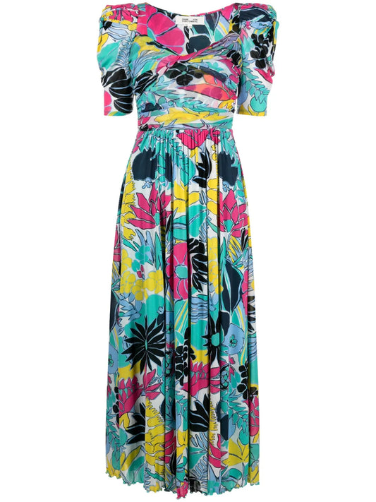 Floral-Print Short-Sleeved Dress