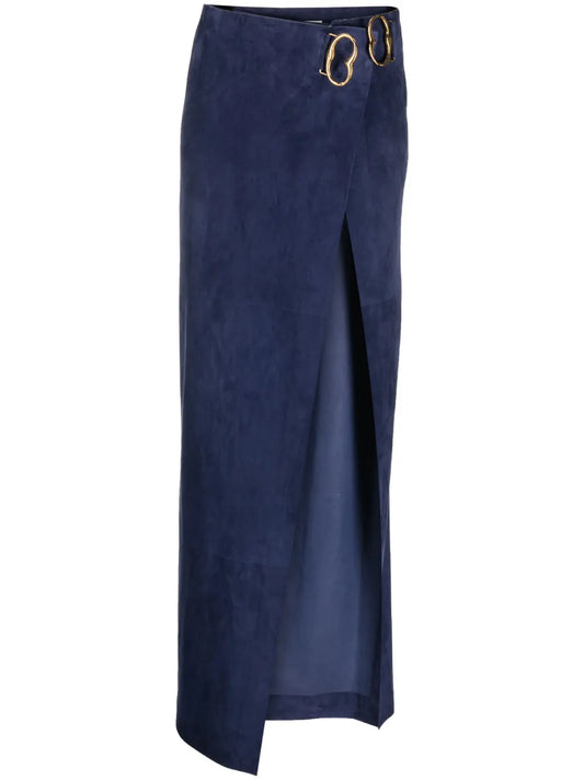 Suede Maxi Wrap Skirt