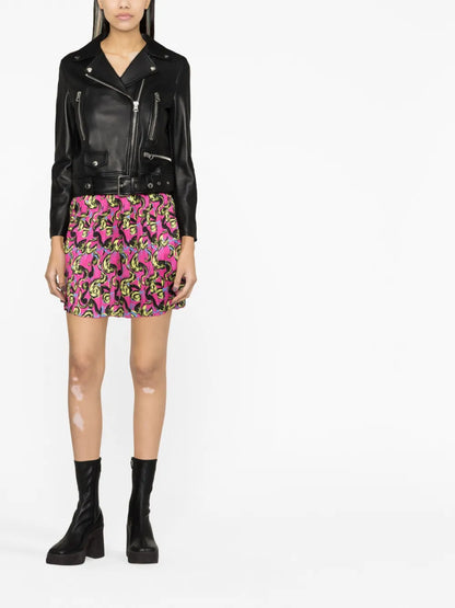 Baroque-Print Pleated Miniskirt