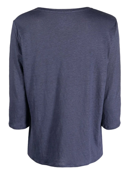 Linen-Blend V-Neck T-Shirt