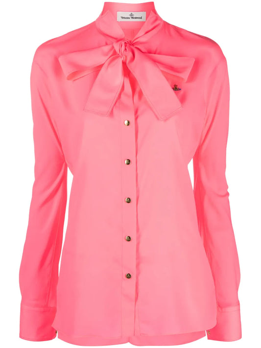 Logo-Embroidered Tie-Fastening Shirt