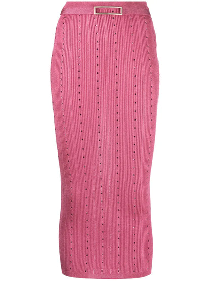Embellished Knitted Midi Skirt