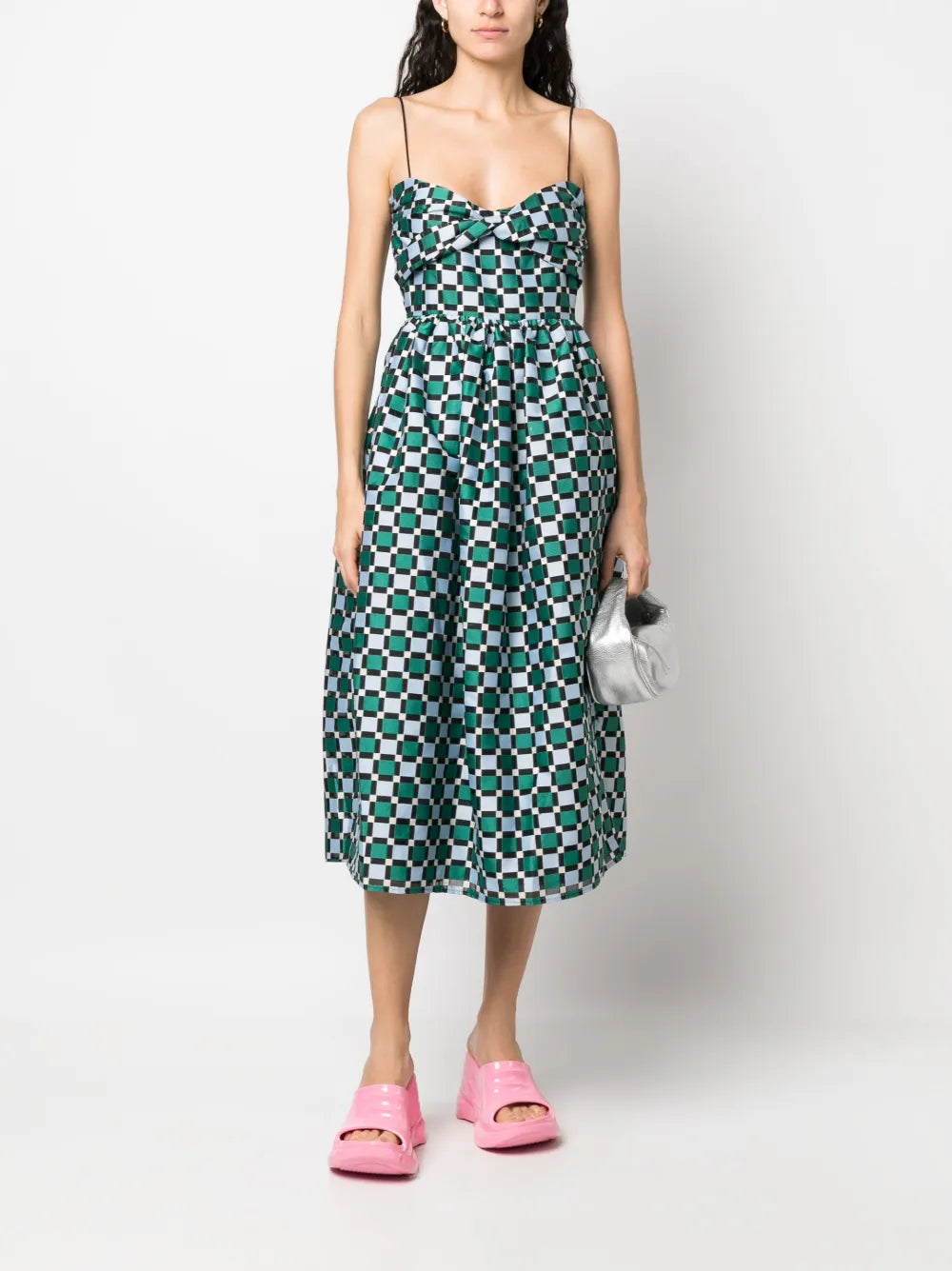 Arya Check Pattern Midi Dress