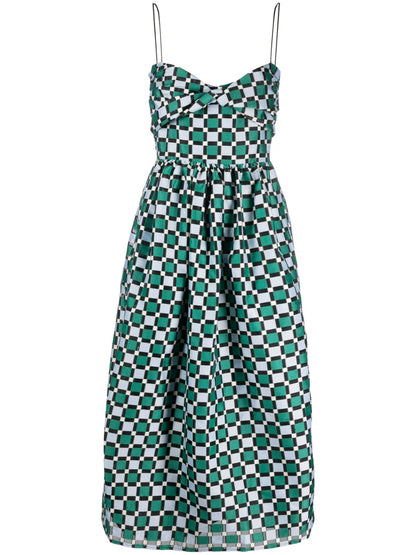 Arya Check Pattern Midi Dress