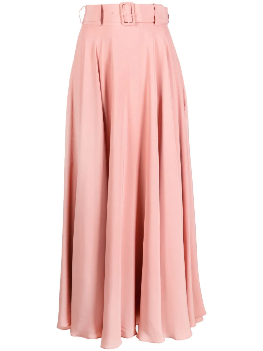 Belted A-Line Midi Skirt