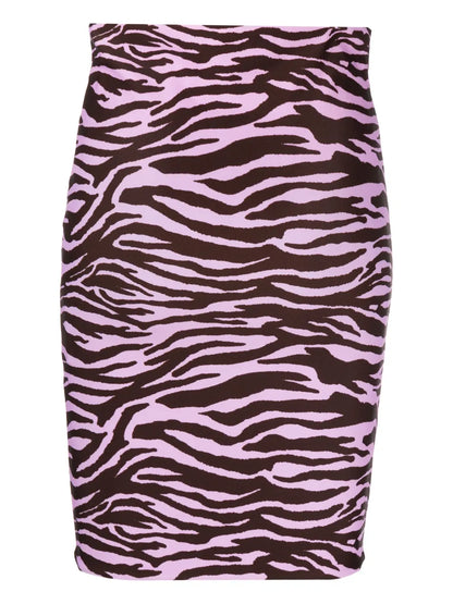 Zebra-Print Pencil Midi Skirt
