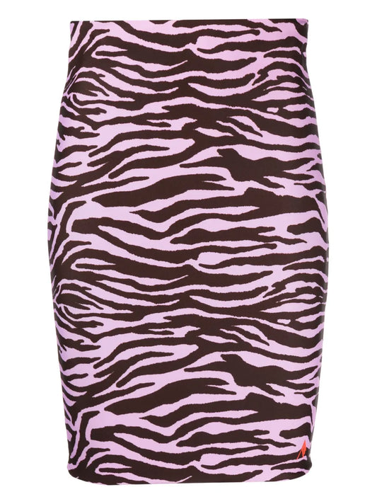 Zebra-Print Pencil Midi Skirt