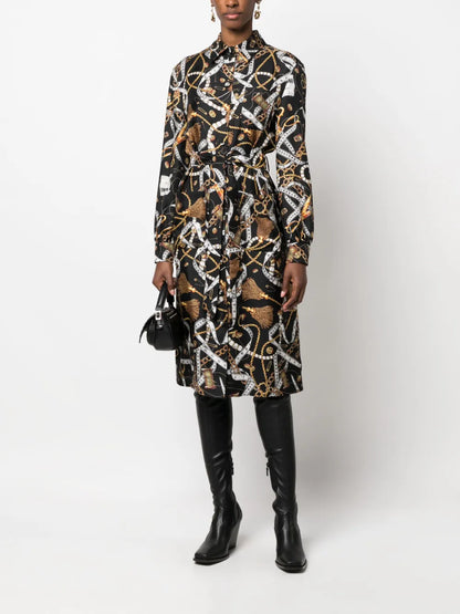 Graphic-Print Silk Midi Dress