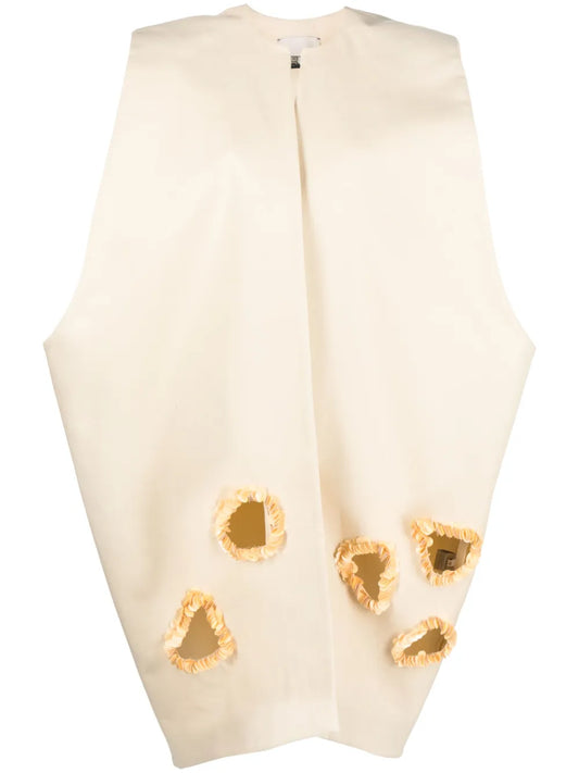 Sequin-Embellished Cotton Cape Coat