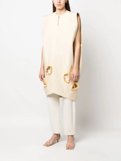 Sequin-Embellished Cotton Cape Coat