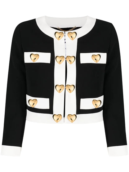 Heart-Embellished Cropped Jacket