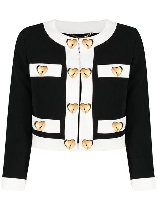 Heart-Embellished Cropped Jacket