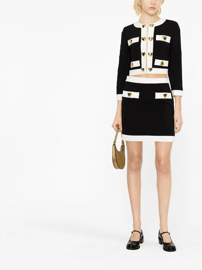 Heart-Embellished Cropped Jacket