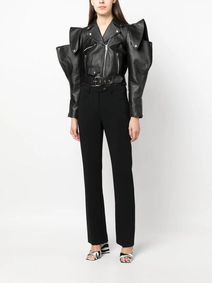 Mid-Rise Straight-Leg Trousers