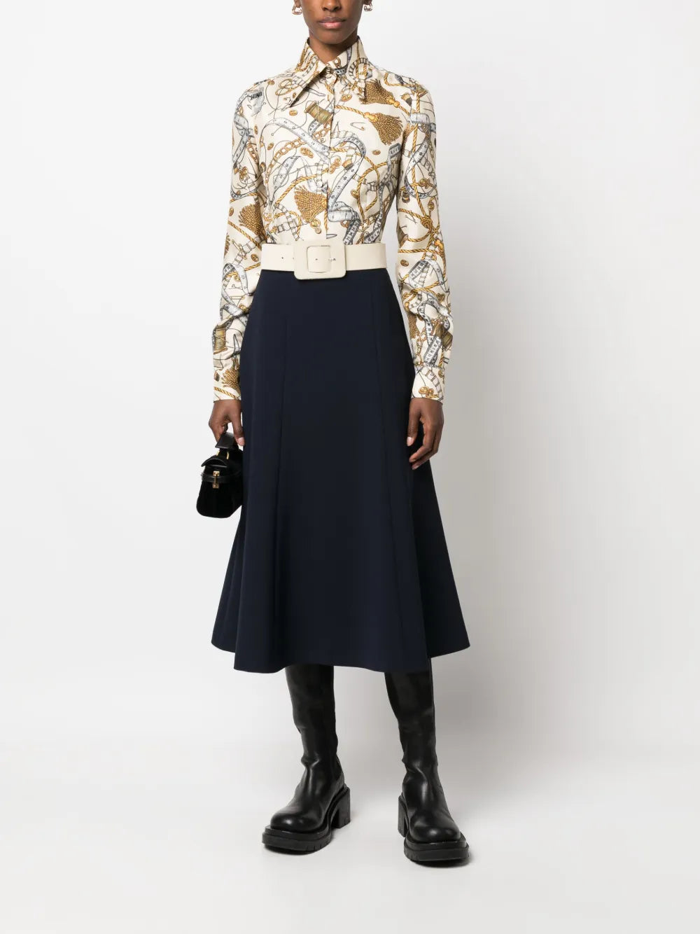 Bridle-Print Silk Shirt