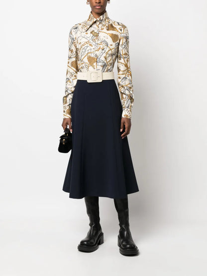 Bridle-Print Silk Shirt