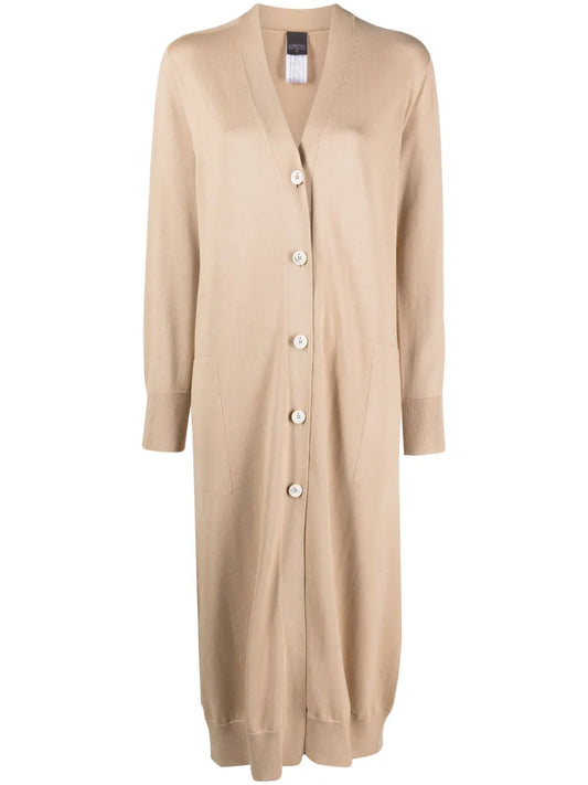 V-Neck Knitted Longline Cardigan