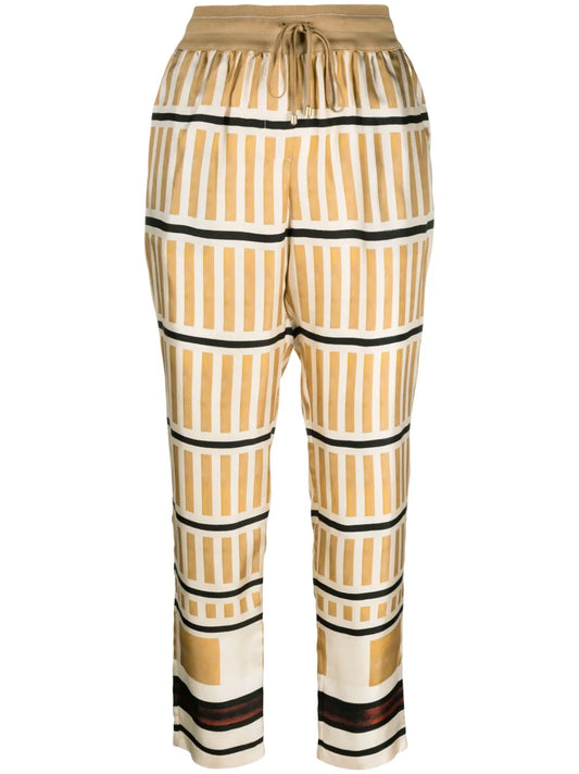 Stripe-Print Cropped Trousers