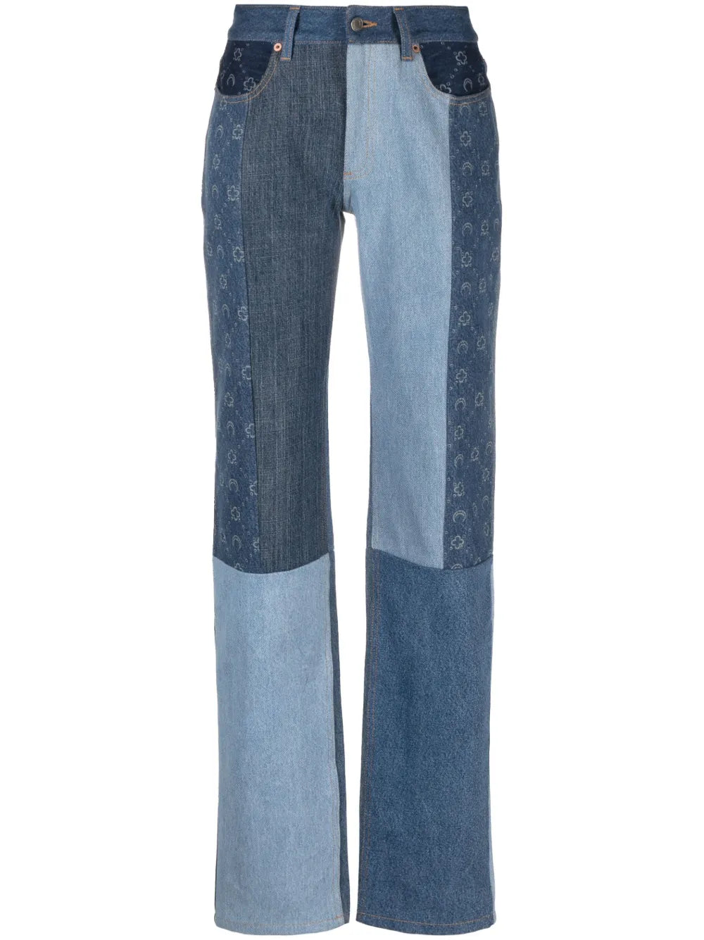 Straight-Leg Patchwork Jeans