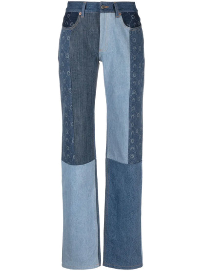Straight-Leg Patchwork Jeans