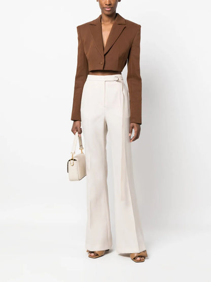 High-Waisted Wool Flared Trousers
