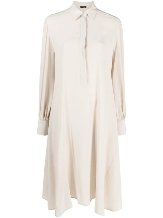Draped Silk Shirt Dress