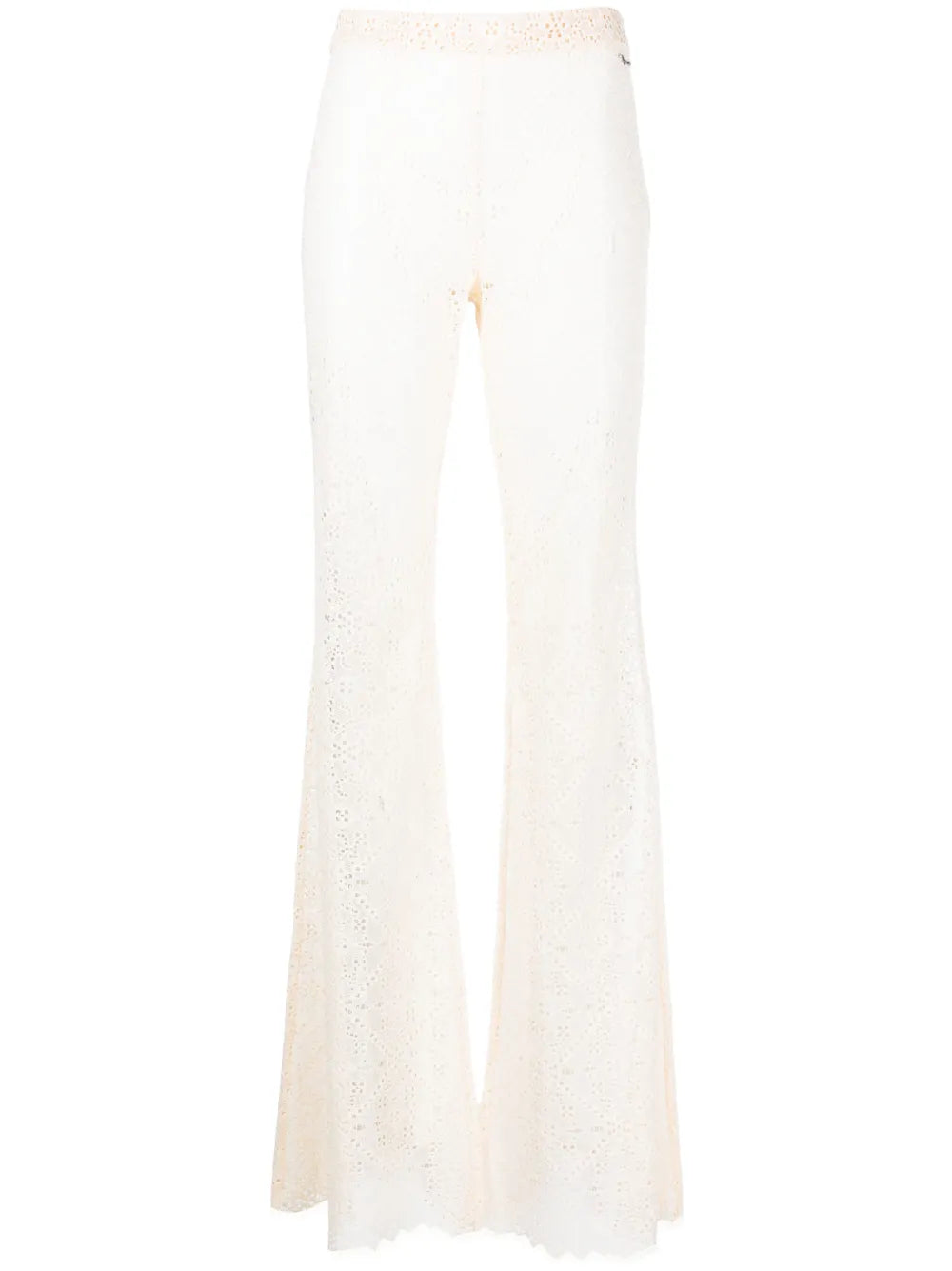 Sheer-Lace Flared Trousers