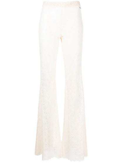 Sheer-Lace Flared Trousers