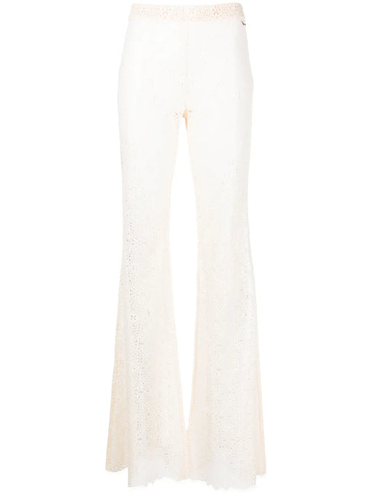 Sheer-Lace Flared Trousers