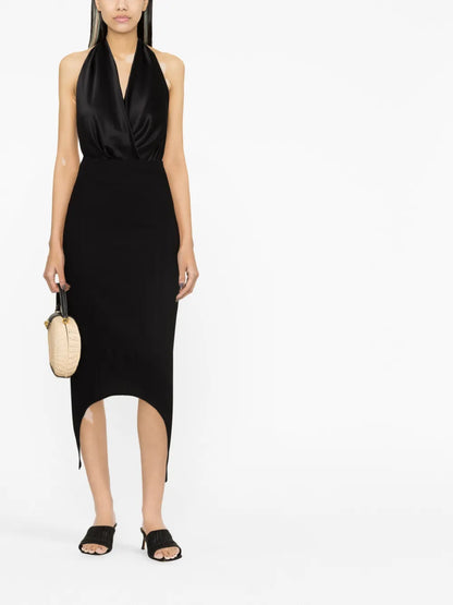 Asymmetric High-Waisted Midi Skirt