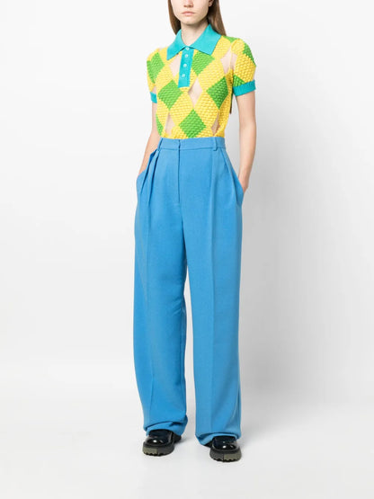 Geometric-Pattern Knitted Polo Shirt